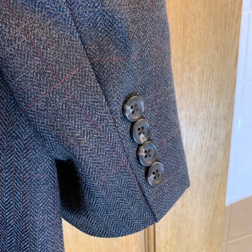 Chaps by Ralph Lauren Window Pane Gray 100% Wool Blazer Sport Coat Mens Size 44R